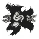 three dragons flying up in a line  tattoo design idea