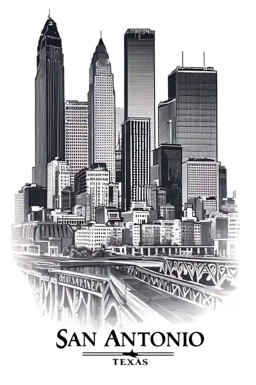 San Antonio Texas skyline downtown tattoo design idea