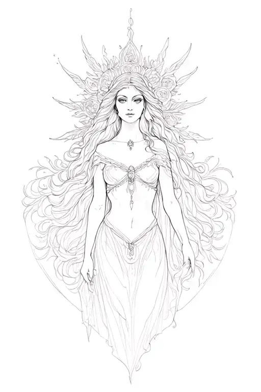 goddess tyche tattoo design idea