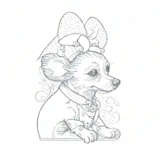 a dog wearing minnie mouse ears tattoo design idea