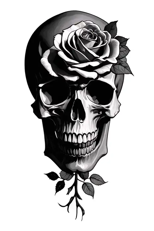 skull and roses tattoo design idea