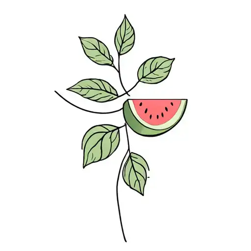 watermelon and four leaf intertwined tattoo design idea