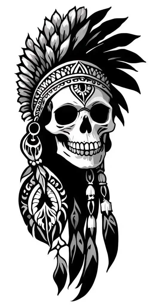 tribal indian skull tattoo design idea