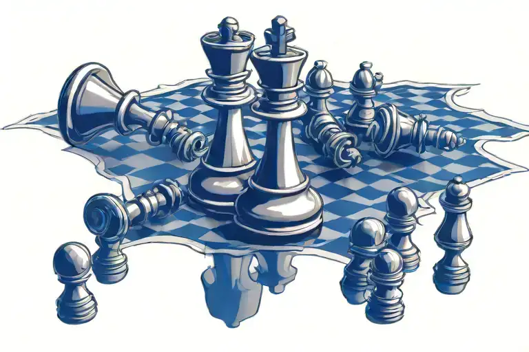 chess piece pawn with king piece shadow tattoo design idea