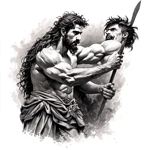David Vs Goliath tattoo design idea