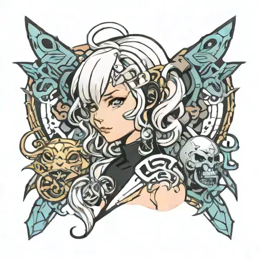 anime girl cyber sigilism tattoo tattoo design idea