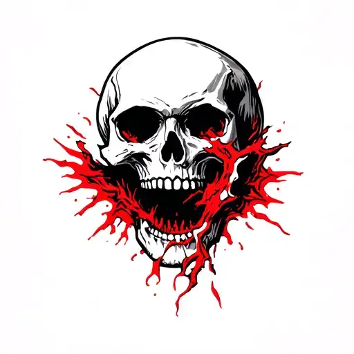 skull tearing it's flesh from its face flash tattoo design tattoo design idea