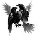 Crow with Evil eyes transforming into a angel like dove tattoo design idea
