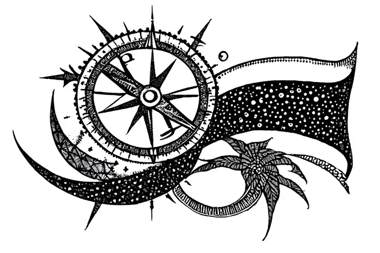 band around the arm geometric tattoo design and include all in one arts, psy peace, music, dance-hiphop, travel compass tattoo design idea