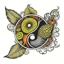 Kiwi bird yin yang round tattoo tattoo design idea
