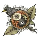 Kiwi bird yin yang round tattoo tattoo design idea