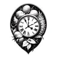 double birth clock tattoo design idea