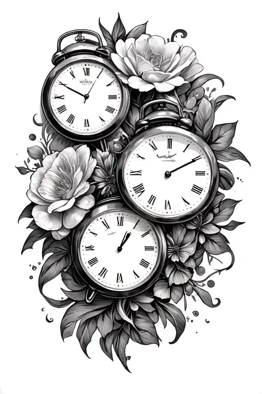 "Craig Chloe Millie" 3 clocks left shoulder going tattoo design idea