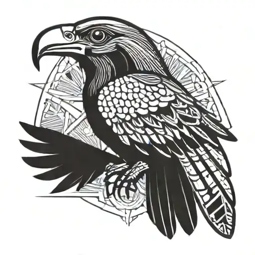 Horus, the god of the sky, depicted in a minimalist and geometric style tattoo design idea