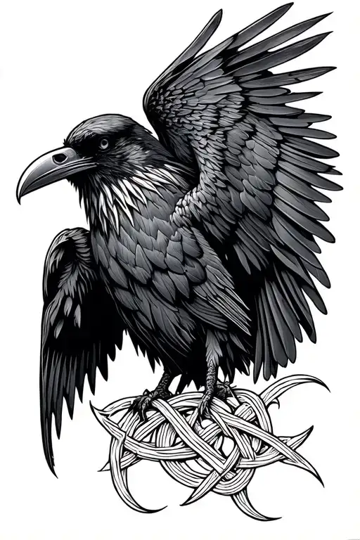 anglo saxon knot work, raven, grim reaper tattoo design idea