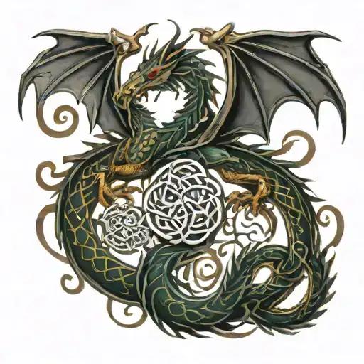 celtic dragon intertwined tattoo design idea