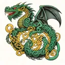 celtic dragon intertwined tattoo design idea