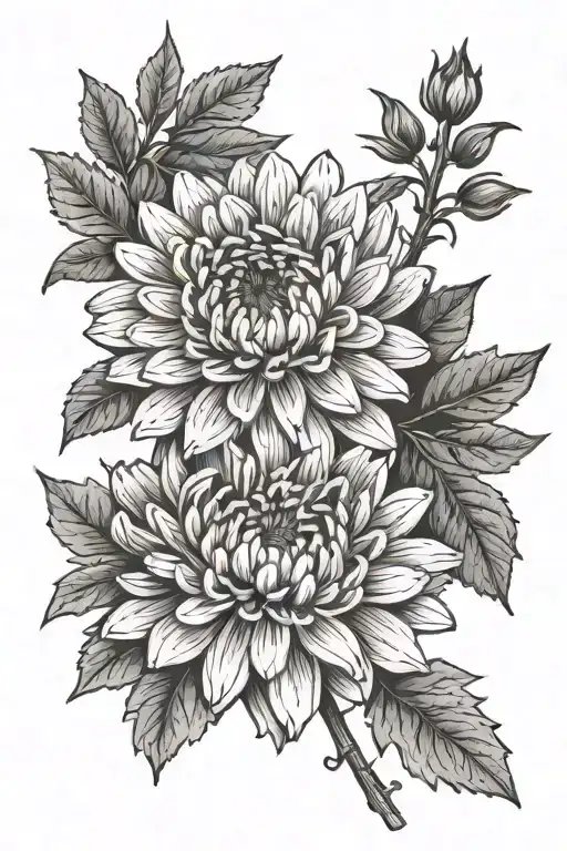 CHRYSANTHEMUM ASTER MARIGOLD tattoo design idea