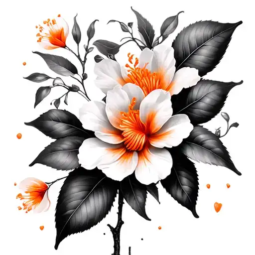 orange with orange blossoms blooming tattoo design idea