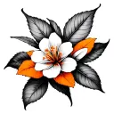 orange with orange blossoms blooming tattoo design idea