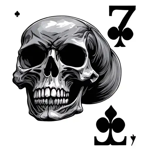skull 7 card 2 card tattoo design idea