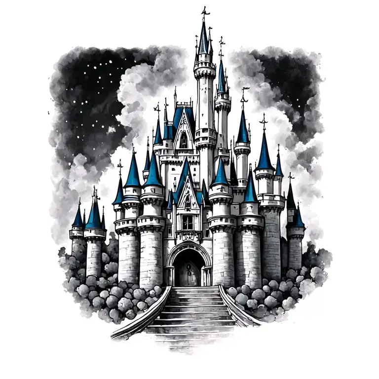 Disney Cinderella castle tattoo design idea