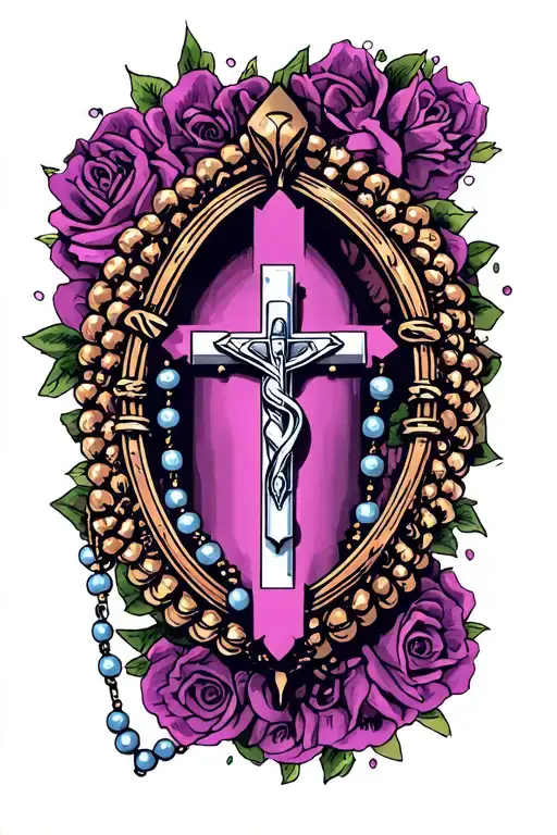 Rosary beads tattoo design idea