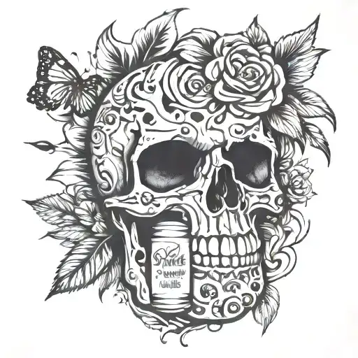 no girls only alcohol and drugs used to be fun tattoo design idea