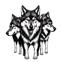 three wolves facing front tattoo design idea