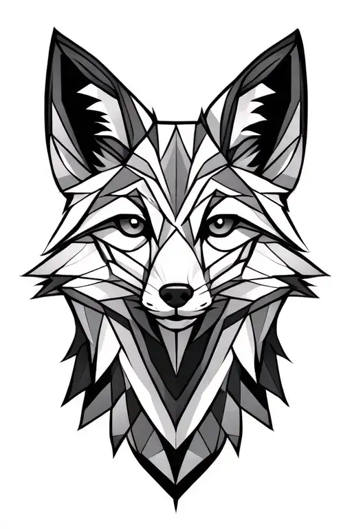 a cunning fox face geometric design tattoo design idea