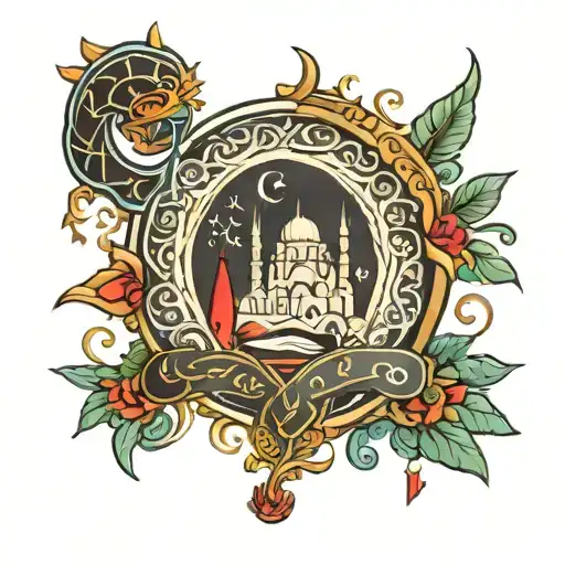 Islam and Istanbul tattoo design idea