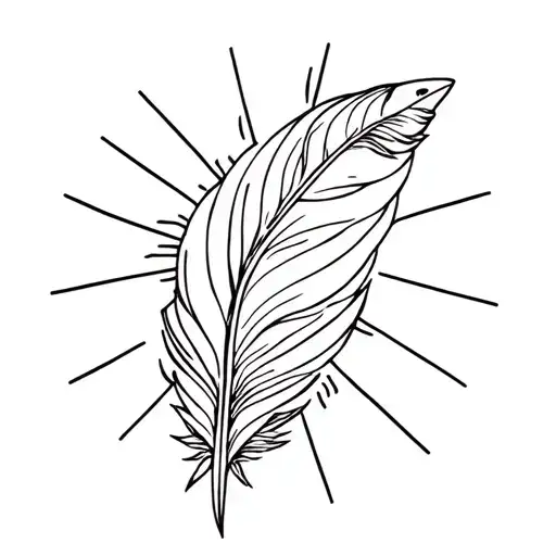 best friend geometric Raven feather in sunbeam tattoo design idea