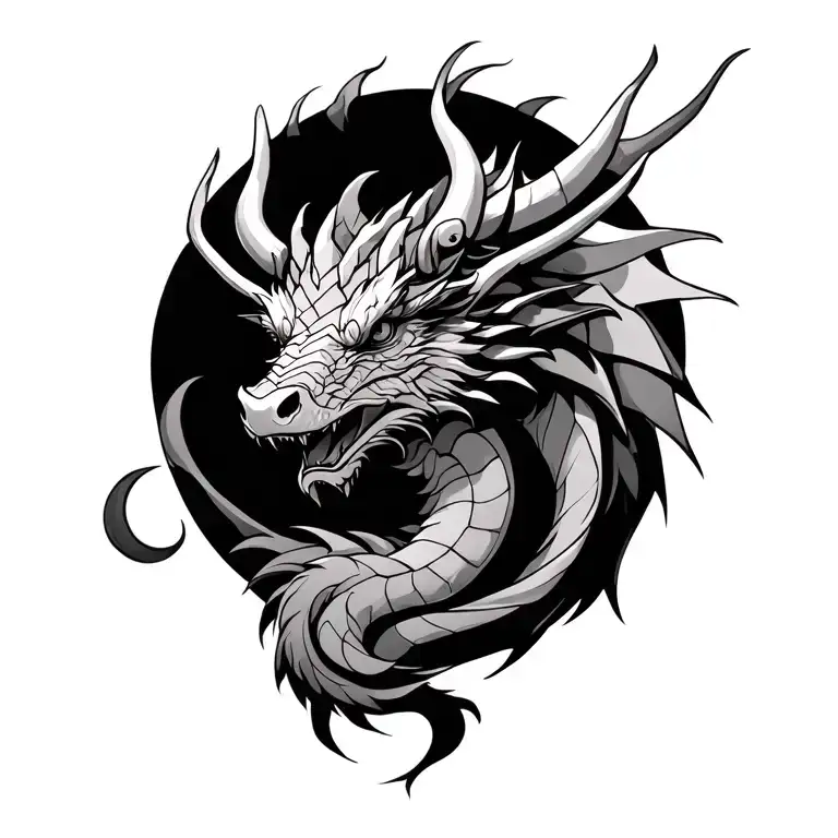 dragon and ox  tattoo design idea