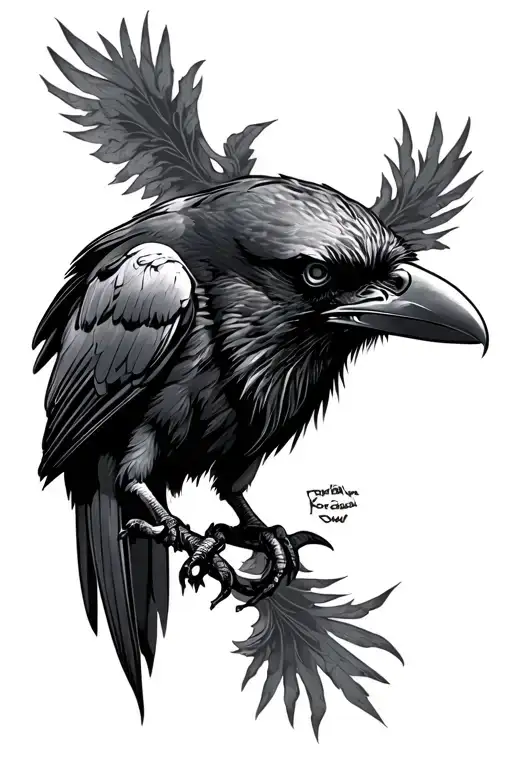 angry raven tattoo design idea