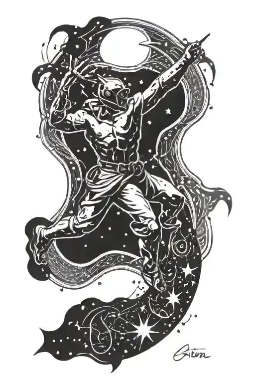 Orion constellation with Orion himself and his belt  tattoo design idea