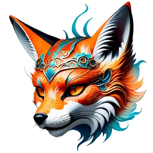 kitsune mask tattoo design idea