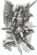 st michael wielding a sword tattoo design idea