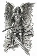 st michael wielding a sword tattoo design idea