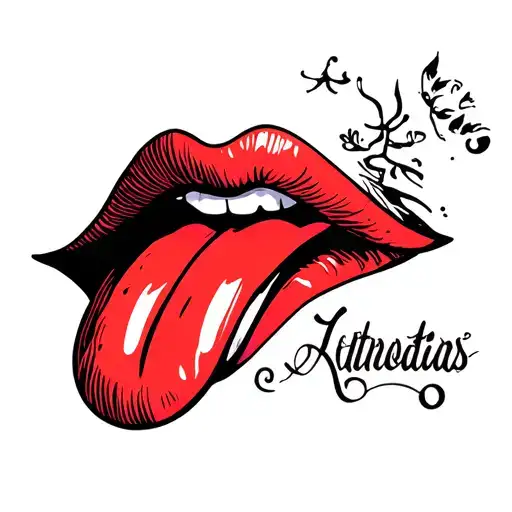 lips, tongue licking tattoo design idea