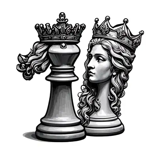 king and queen chess piece tattoo tattoo design idea