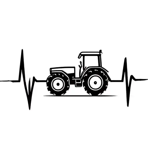 Heartbeat  with a Tractor  tattoo design idea