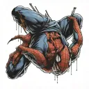 futruistic Spiderman hanging upside down tattoo design idea