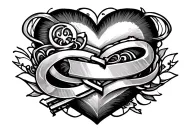 key 9 heart intertwined tattoo design idea