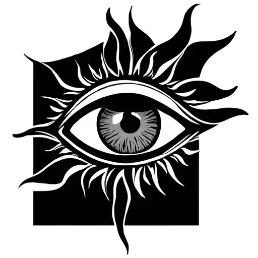 evil eye macedonian sun tattoo design idea