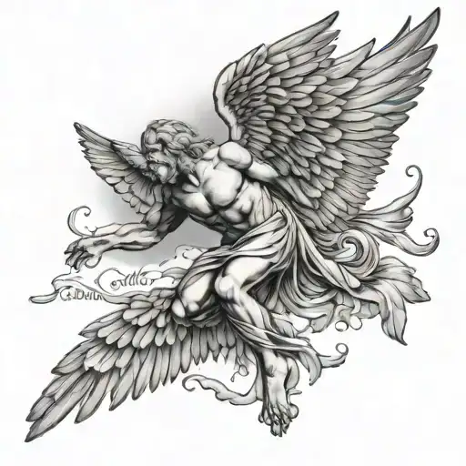 icarus falling from the sky wi th Socrates quotes tattoo design idea