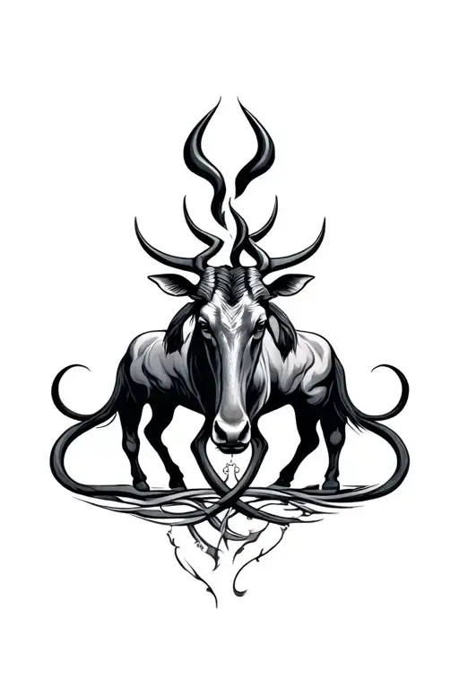 Zodiac sign aquarius and taurus intertwined tattoo design idea