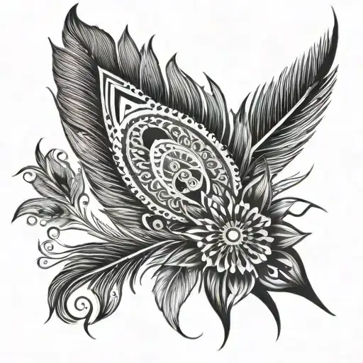 Peacock feather with a mandala tattoo design idea
