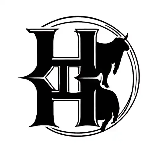 cattle brand using a capital B and a capital H placed with the B inverted so the back is against the leg of the H tattoo design idea