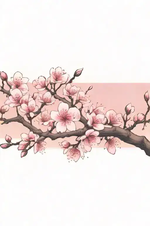 pink cherry blossoms branches reaching towards the night sky tattoo design idea