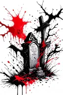 graveyard scene tattoo design idea